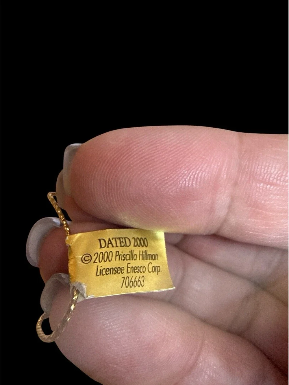 Enseco Cherished Teddies 2000 Angel Bear On Moon Hanging Ornament #706663